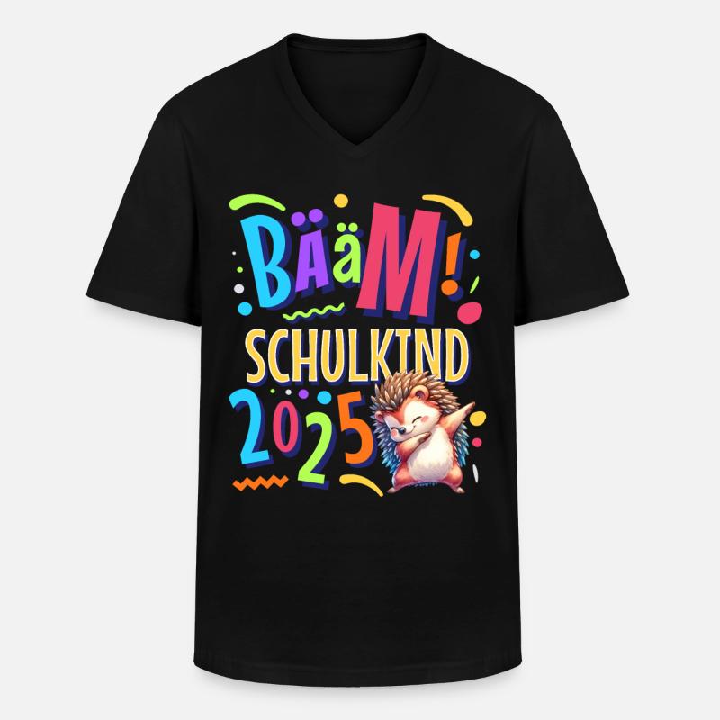 Bääm Écolier 2025 Dabbing Hérisson - T-shirt col V Homme - noir