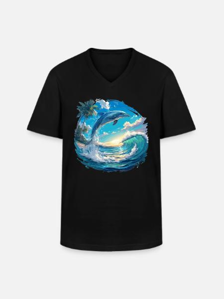 Dolphin Dolphins Dolphin - Men's V-Neck T-Shirt - black