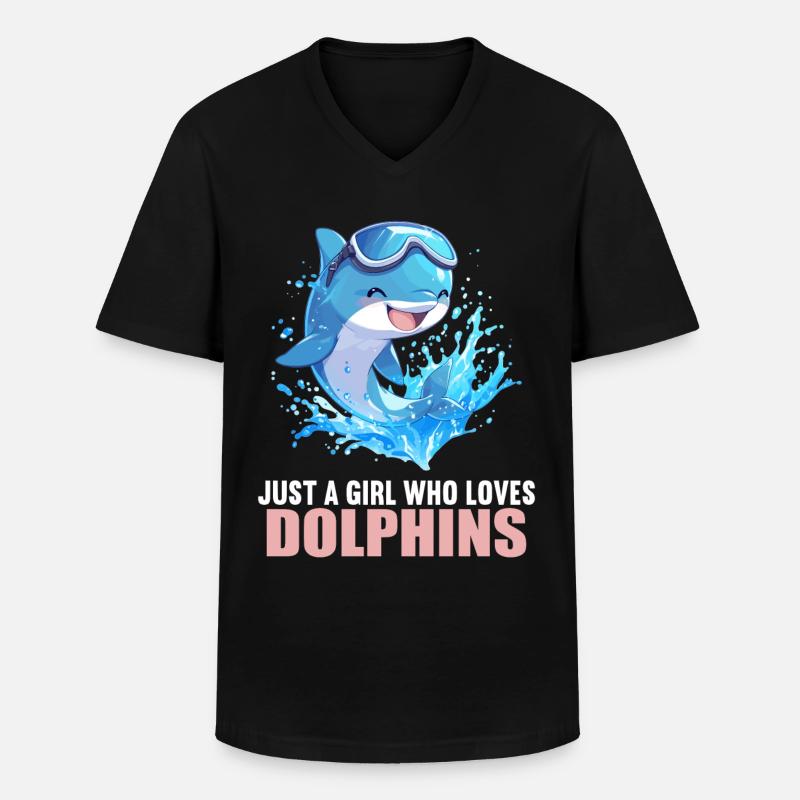 Dolphin Delfine Delfin - Männer-T-Shirt mit V-Ausschnitt - Schwarz
