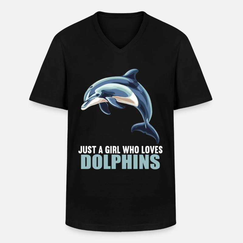 Dolphin Delfine Delfin - Männer-T-Shirt mit V-Ausschnitt - Schwarz
