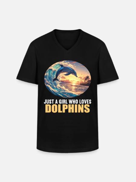 Dolphin Dolphins Dolphin - Men's V-Neck T-Shirt - black
