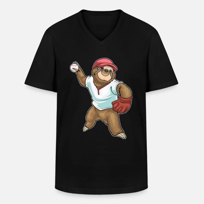 Gant de baseball Sloth - T-shirt col V Homme - noir