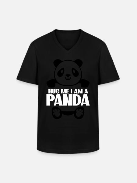 Kram mig kæmpe panda panda bjørn - Klassisk herre T-shirt med V-udskæring - sort