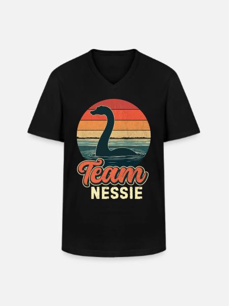 Team Nessie - Männer-T-Shirt mit V-Ausschnitt - Schwarz