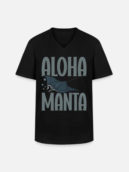Mantarochen Liebhaber Meerestier Teufelsrochen - Männer-T-Shirt mit V-Ausschnitt - Schwarz