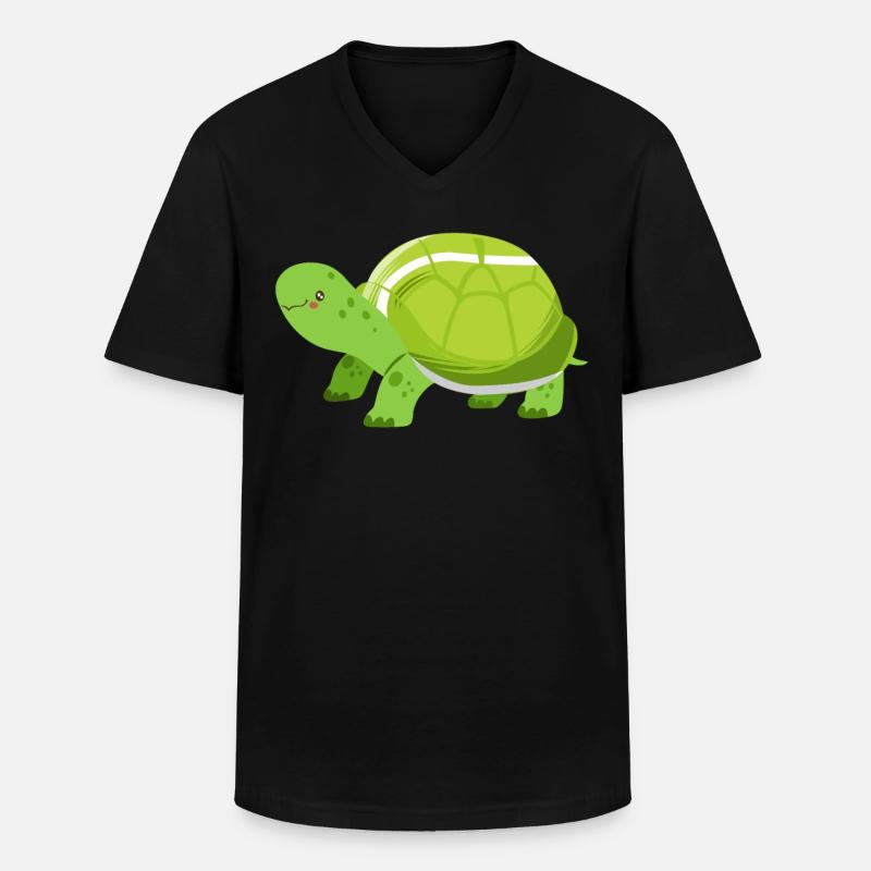 Funny Tennis Player Racket Turtle - Männer-T-Shirt mit V-Ausschnitt - Schwarz