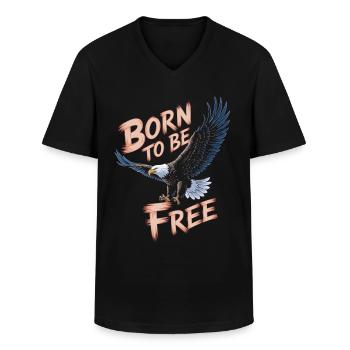 Aigle Né pour être libre - T-shirt col V Homme - noir - Devant - AI Model Male 178 dark (178cm)