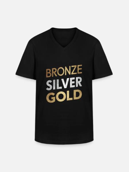 bronze silver gold - Men's V-Neck T-Shirt - black