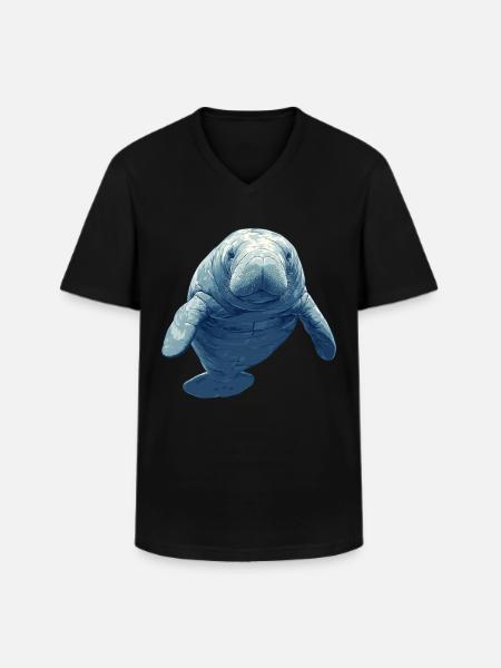 Seekuh Manatees Manatee - Men's V-Neck T-Shirt - black