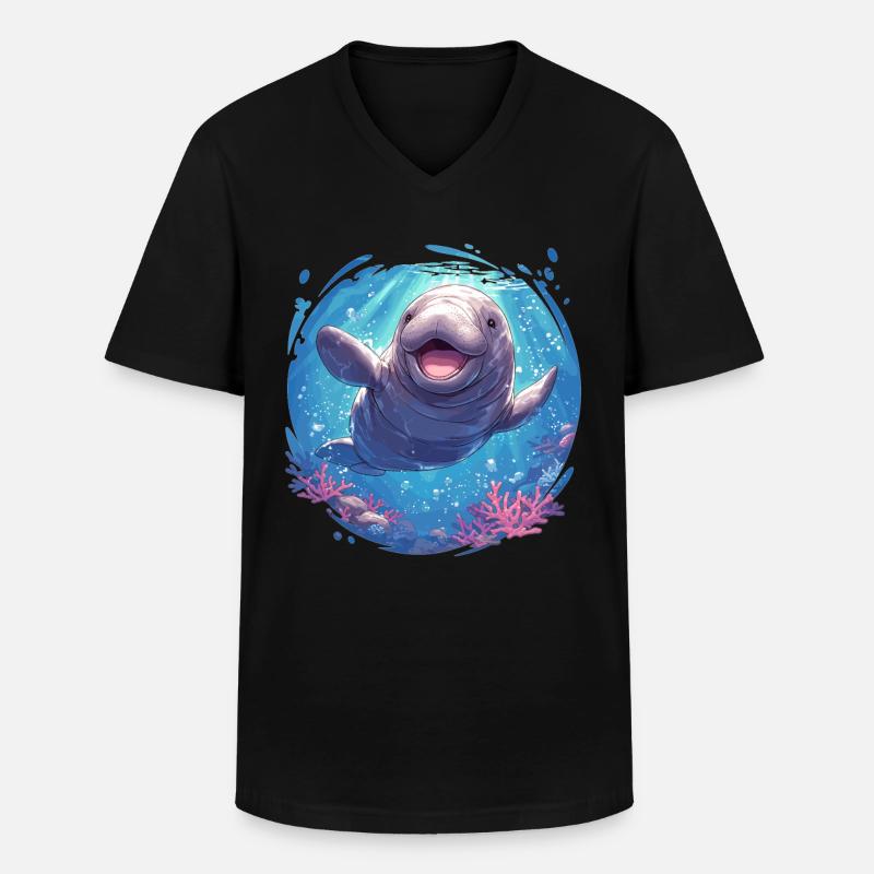 Seekuh Manatees Manatee - Männer-T-Shirt mit V-Ausschnitt - Schwarz
