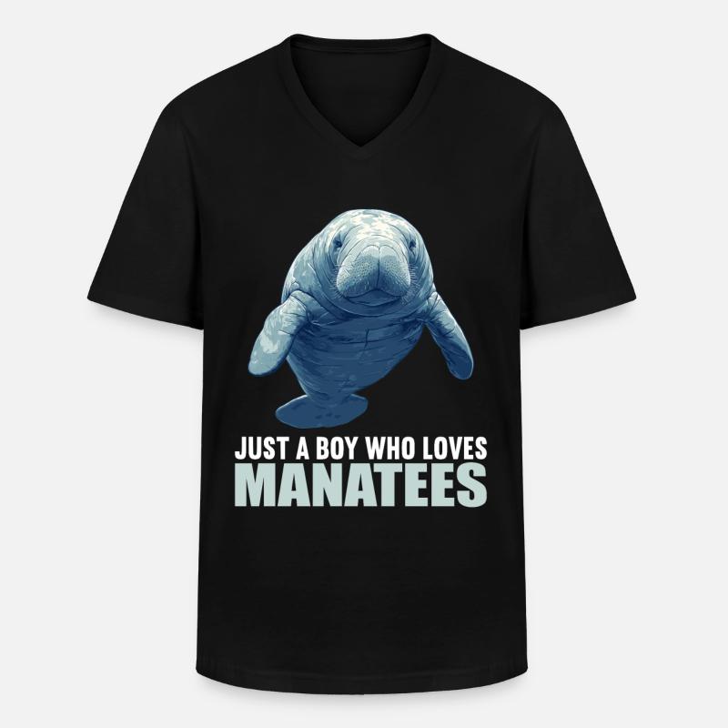 Seekuh Manatees Manatee - Männer-T-Shirt mit V-Ausschnitt - Schwarz