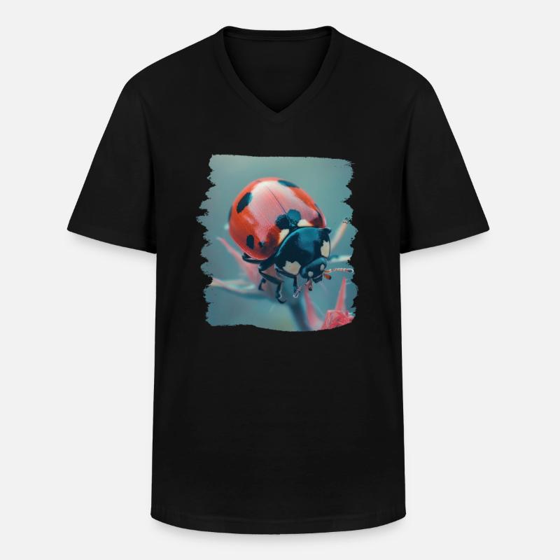 Ladybug Marienkäfer - Männer-T-Shirt mit V-Ausschnitt - Schwarz