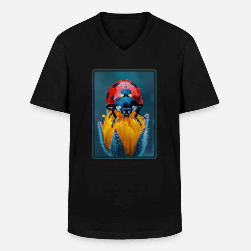 Ladybug Marienkäfer - Männer-T-Shirt mit V-Ausschnitt - Schwarz
