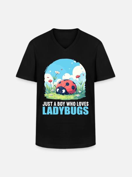 Ladybug Marienkäfer - Männer-T-Shirt mit V-Ausschnitt - Schwarz