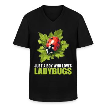 Ladybug Marienkäfer - Men's V-Neck T-Shirt - black - Front - AI Model Male 178 dark (178cm)