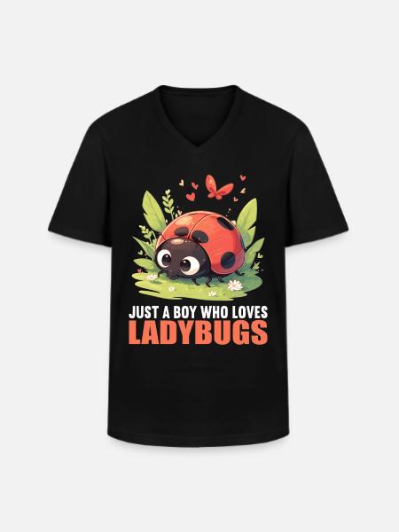 Ladybug Marienkäfer - Männer-T-Shirt mit V-Ausschnitt - Schwarz