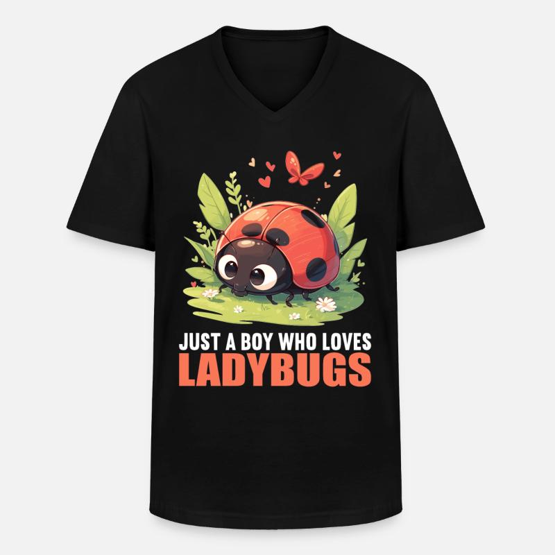 Ladybug Marienkäfer - Männer-T-Shirt mit V-Ausschnitt - Schwarz