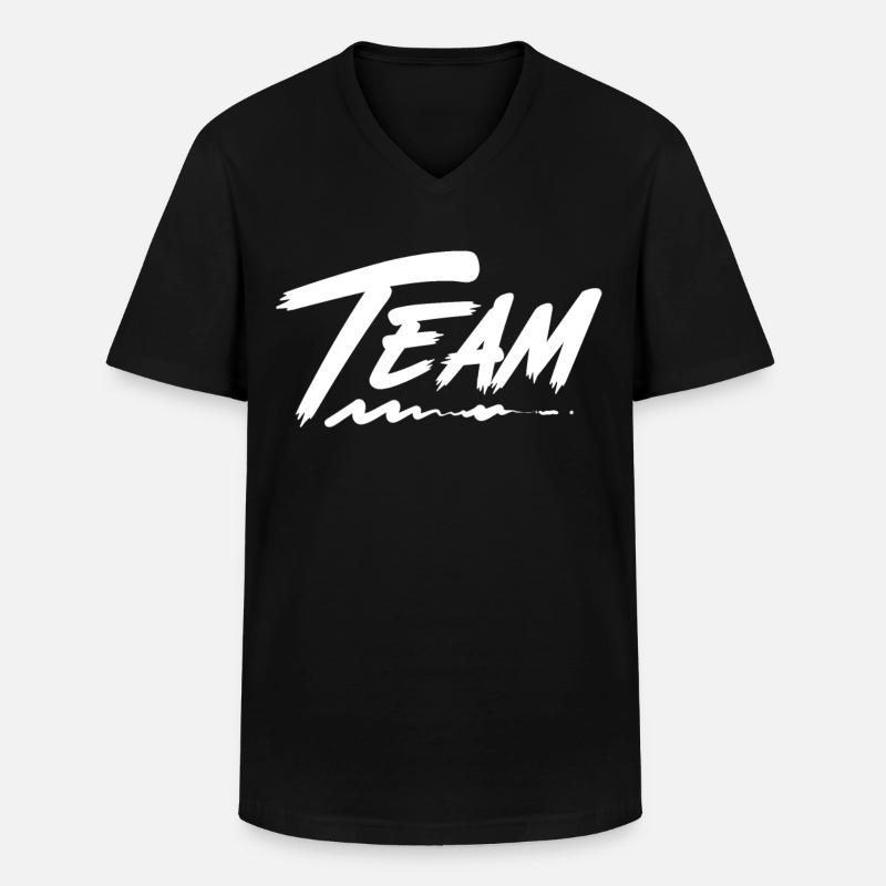 Team - Männer-T-Shirt mit V-Ausschnitt - Schwarz