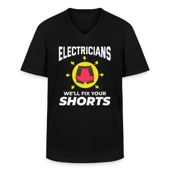 Elektriker Humor Elektrotechniker Ingenieur - Männer-T-Shirt mit V-Ausschnitt - Schwarz - Vorne - AI Model Male 178 dark (178cm)