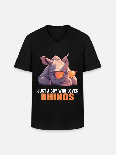Rhino Nashörner Nashorn - Männer-T-Shirt mit V-Ausschnitt - Schwarz
