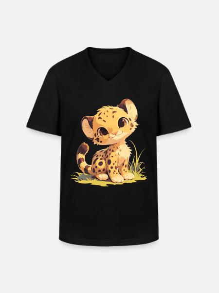 Cheetah Geparde Gepard - Men's V-Neck T-Shirt - black