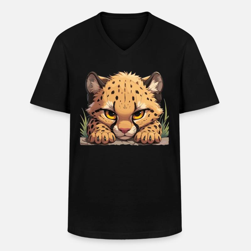 Cheetah Geparde Gepard - Männer-T-Shirt mit V-Ausschnitt - Schwarz