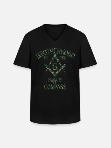 Mason Masonic Camo Freemason - Men's V-Neck T-Shirt - black