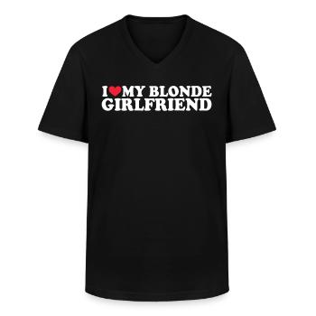 Petite amie Petite amie Relation Couple Amour Couple - T-shirt col V Homme - noir - Devant - AI Model Male 178 dark (178cm)