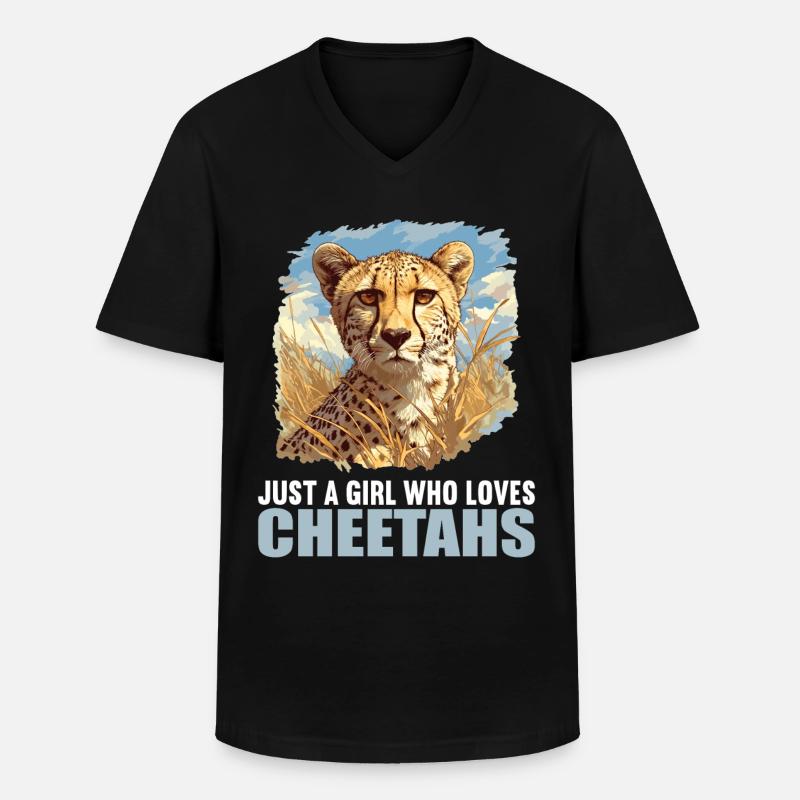 Cheetah Geparde Gepard - Männer-T-Shirt mit V-Ausschnitt - Schwarz
