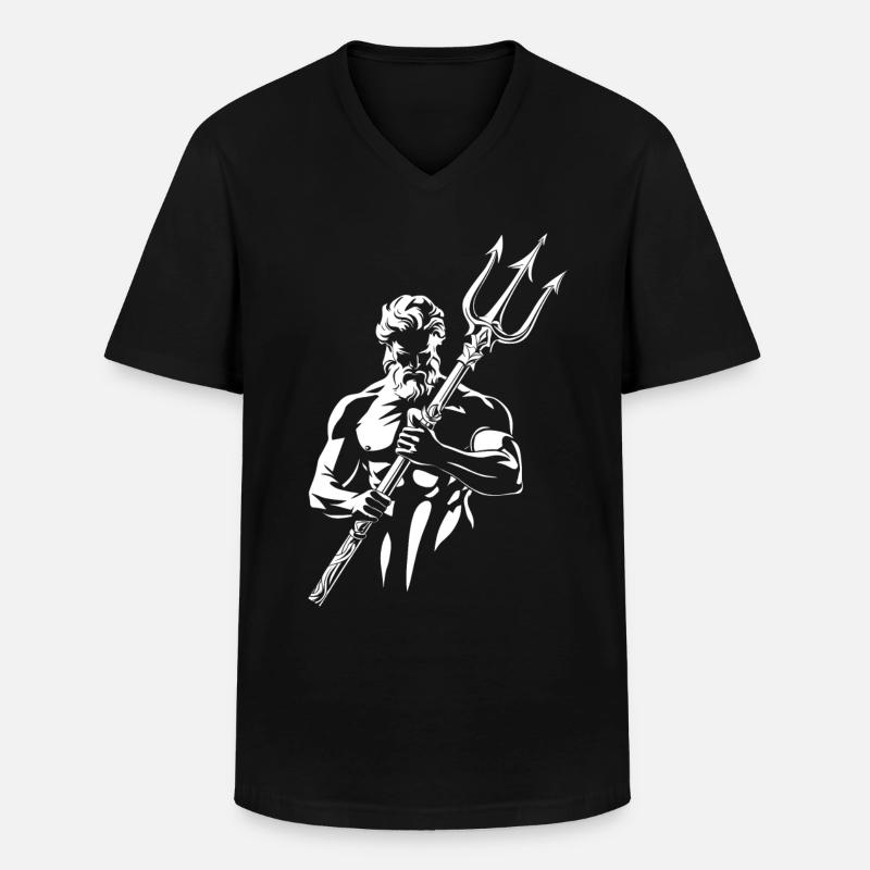 Poseidon Dreizack - Männer-T-Shirt mit V-Ausschnitt - Schwarz