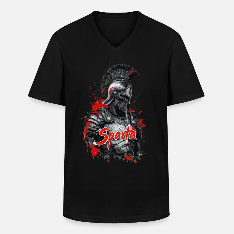 Spartanischer Soldat - Splatter Design - Männer-T-Shirt mit V-Ausschnitt - Schwarz