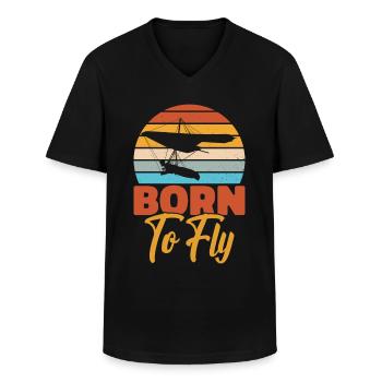 Deltaplane Parapente Deltaplane - T-shirt col V Homme - noir - Devant - AI Model Male 178 dark (178cm)