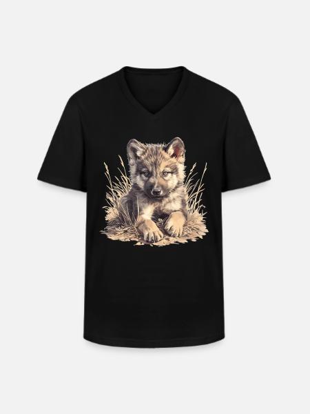 Wolves Wolf - Men's V-Neck T-Shirt - black