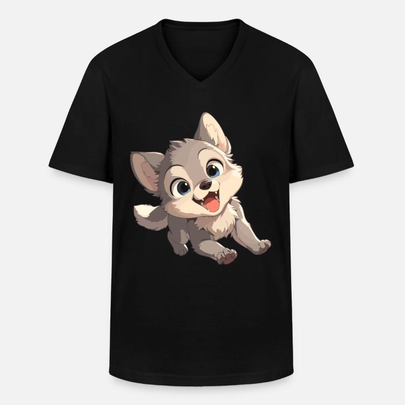 Wölfe Wolf - Männer-T-Shirt mit V-Ausschnitt - Schwarz