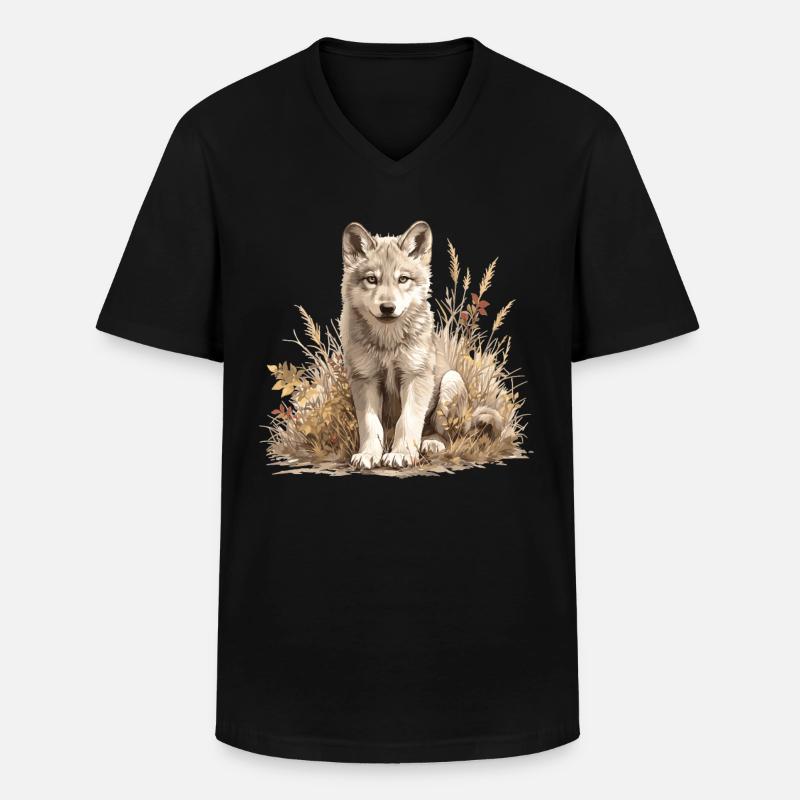 Wolves Wolf - Men's V-Neck T-Shirt - black