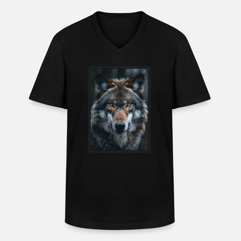 Wölfe Wolf - Männer-T-Shirt mit V-Ausschnitt - Schwarz