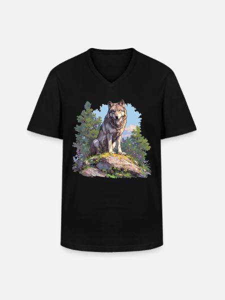 Wolves Wolf - Men's V-Neck T-Shirt - black