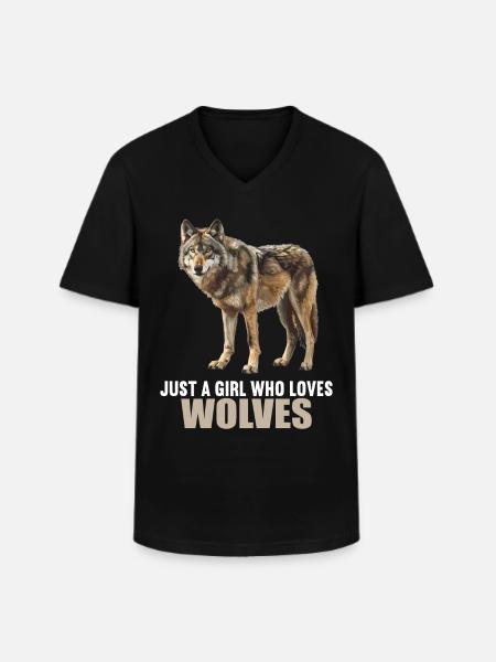 Wolves Wolf - Men's V-Neck T-Shirt - black