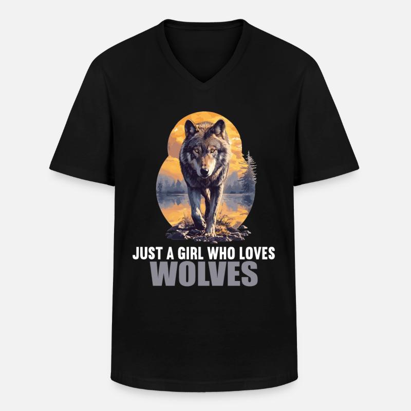 Wölfe Wolf - Männer-T-Shirt mit V-Ausschnitt - Schwarz