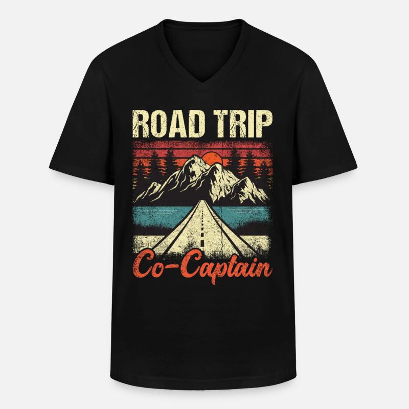 Road Trip Co-Captain - Männer-T-Shirt mit V-Ausschnitt - Schwarz
