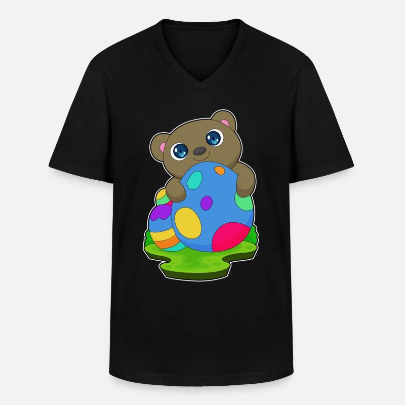 Bär Ostern Ostereier - Männer-T-Shirt mit V-Ausschnitt - Schwarz