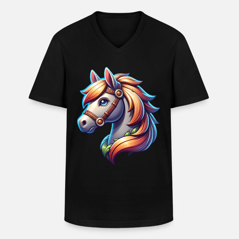 Pferd - Männer-T-Shirt mit V-Ausschnitt - Schwarz