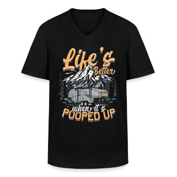 La vie est meilleure quand elle est surgi - T-shirt col V Homme - noir - Devant - AI Model Male 178 dark (178cm)