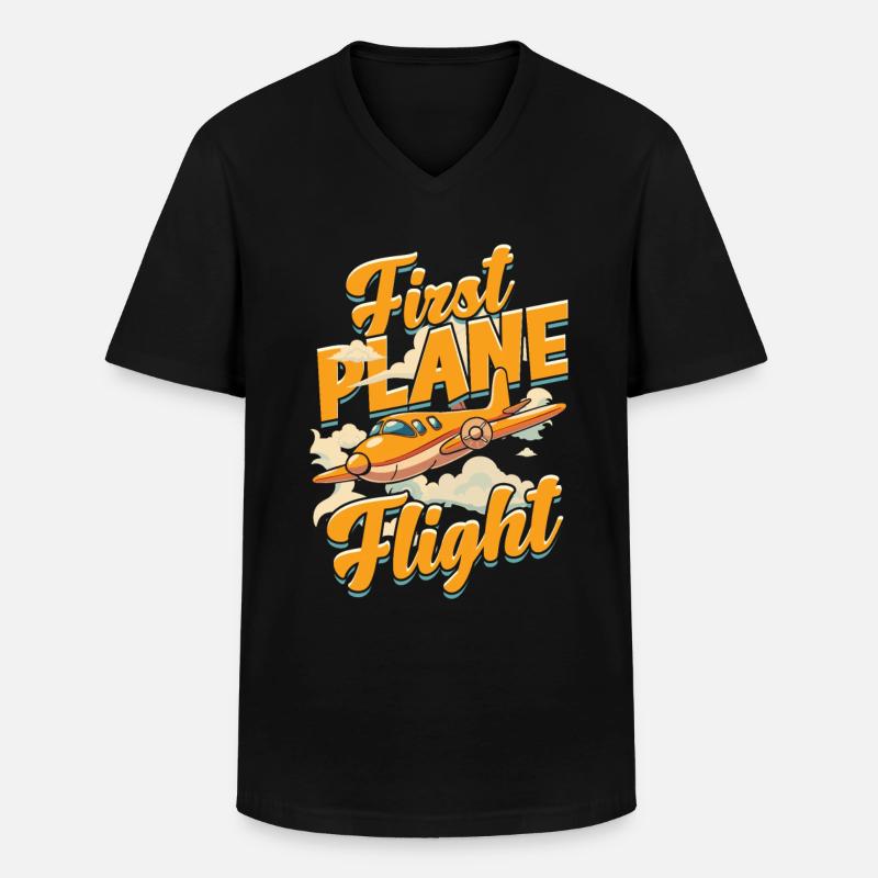 First Flight Airplane Flight - Men's V-Neck T-Shirt - black