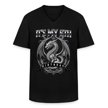 Drache 6. Geburtstag Drachen - Männer-T-Shirt mit V-Ausschnitt - Schwarz - Vorne - AI Model Male 178 dark (178cm)