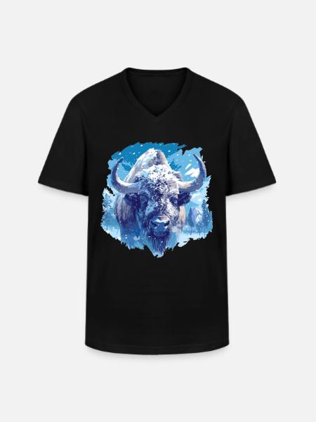 Bisons Bison - T-shirt col V Homme - noir