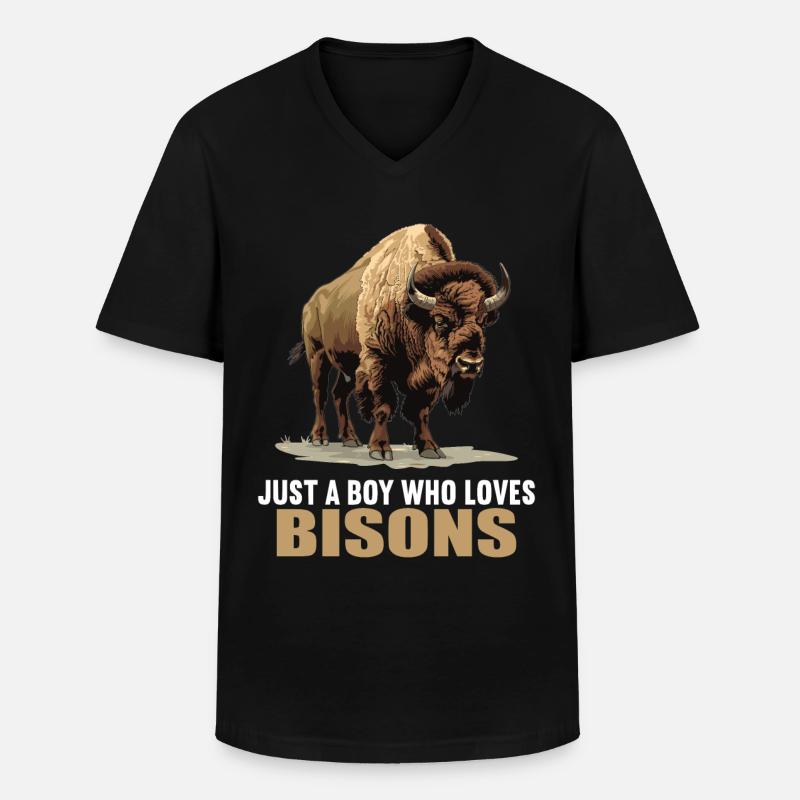Bisons Bison - Männer-T-Shirt mit V-Ausschnitt - Schwarz