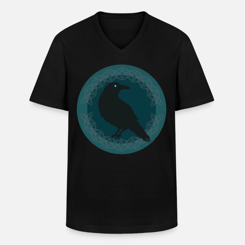 Rabe Keltisch - Männer-T-Shirt mit V-Ausschnitt - Schwarz