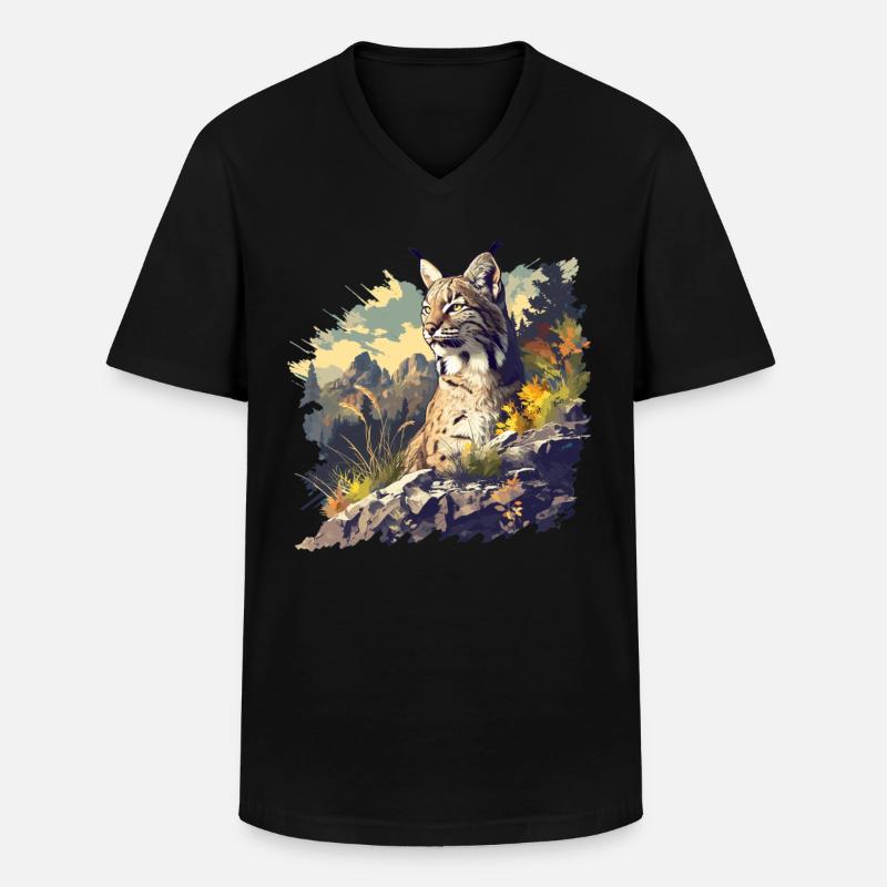 Bobcats Rotluchse Rotluchs Luchs - Männer-T-Shirt mit V-Ausschnitt - Schwarz