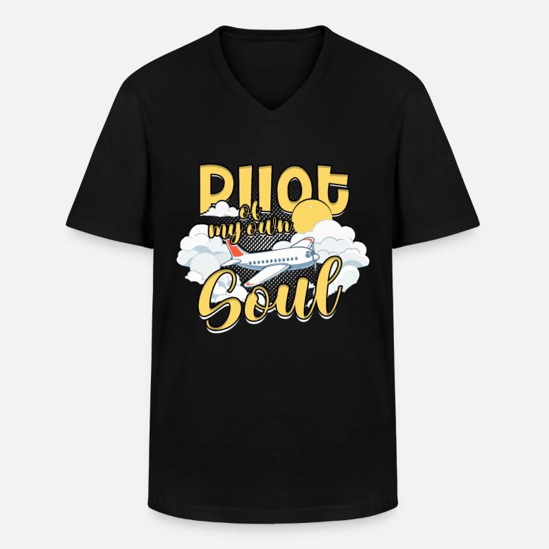 Erster Alleinflug Pilot - Männer-T-Shirt mit V-Ausschnitt - Schwarz